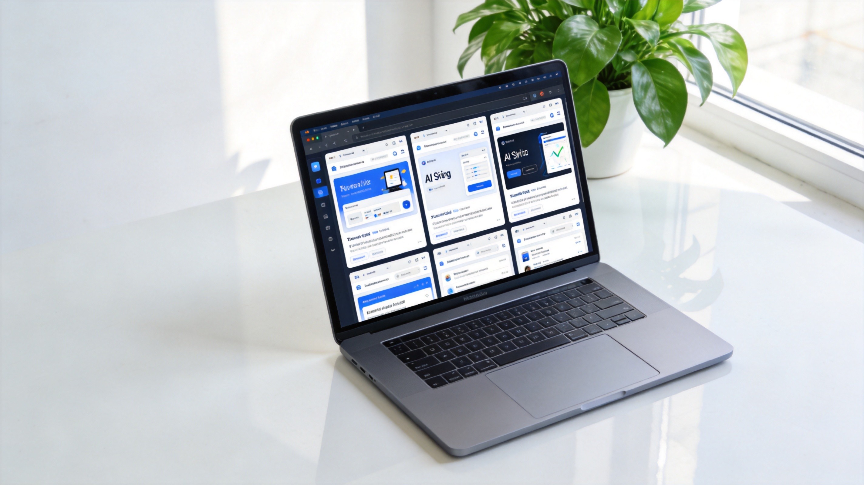 Multiple AI writing tool interfaces open side by side on a laptop screen